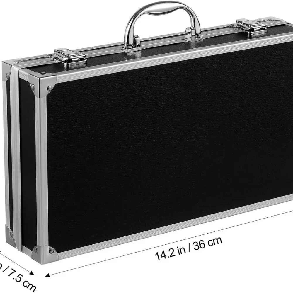 Silver Aluminum Briefcase with Lock, Aluminum Briefcase for Men or Women 14.1x7.